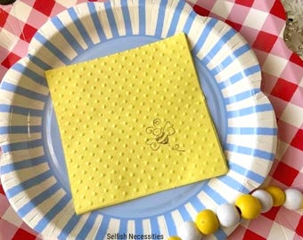 Bee Paper Napkins for Baby Shower & Mom to Be -  Bumble Bee Birthday Party - Honey Bee Party Decorations