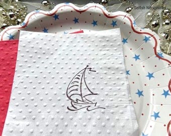 Sailboat Party Supplies - Coastal Cocktail Napkins - Nautical Party Theme - Sailing Enthusiast Gift - Beach Picnic