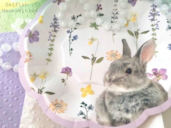 Bunny Plates - Woodland Theme - Baby Shower Plates - Bridal Shower - Bunny Birthday Plate - Rabbit Theme - Some Bunny Theme - Garden Party Il_570xn