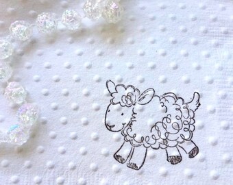 Little Lamb Baby Shower Napkins - Sheep Table Decorations for Kid's Birthday Party  - Nursery Rhyme Themed Event - Farm Theme Party Ideas