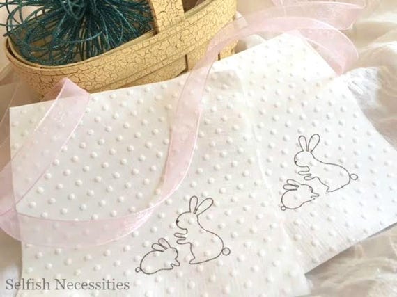 Bunny Party Napkins - Baby Shower Napkins - Bunny Birthday Supplies - Woodland Party Tableware
