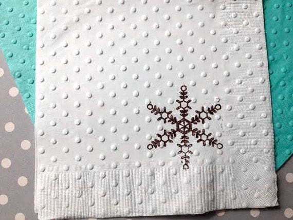 Snowflake Napkin - Winter Wonderland - Frozen Party - Wedding Napkins - Baby Shower - Bridal Shower - Hot Cocoa Bar - Ice Skating Party Il_570xn