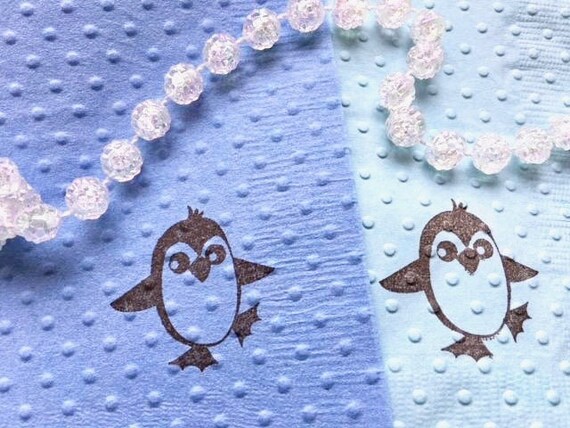 Penguin Napkins - Baby Shower Napkin - Birthday Napkins - Penguin Theme - Zoo Theme - Book Theme Napkin - Mary Poppins Theme - Winter Theme Il_570xn