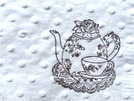 Tea Party Napkins - Bridal Shower Tea - Alice in Wonderland - Baby Shower Napkins - Birthday Napkins - Teapot Napkins - Tea Themed Event - Il_570xn