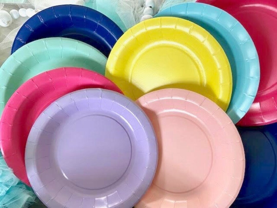 Solid Color Paper Plates Paper Party Supplies Shower Etsy