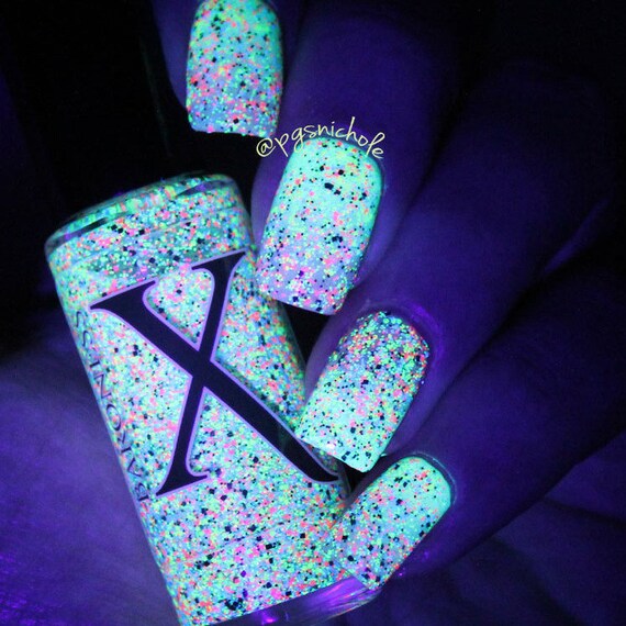 Neon Bubbles Black Neon Glitter Polish Microglitter Nail Etsy