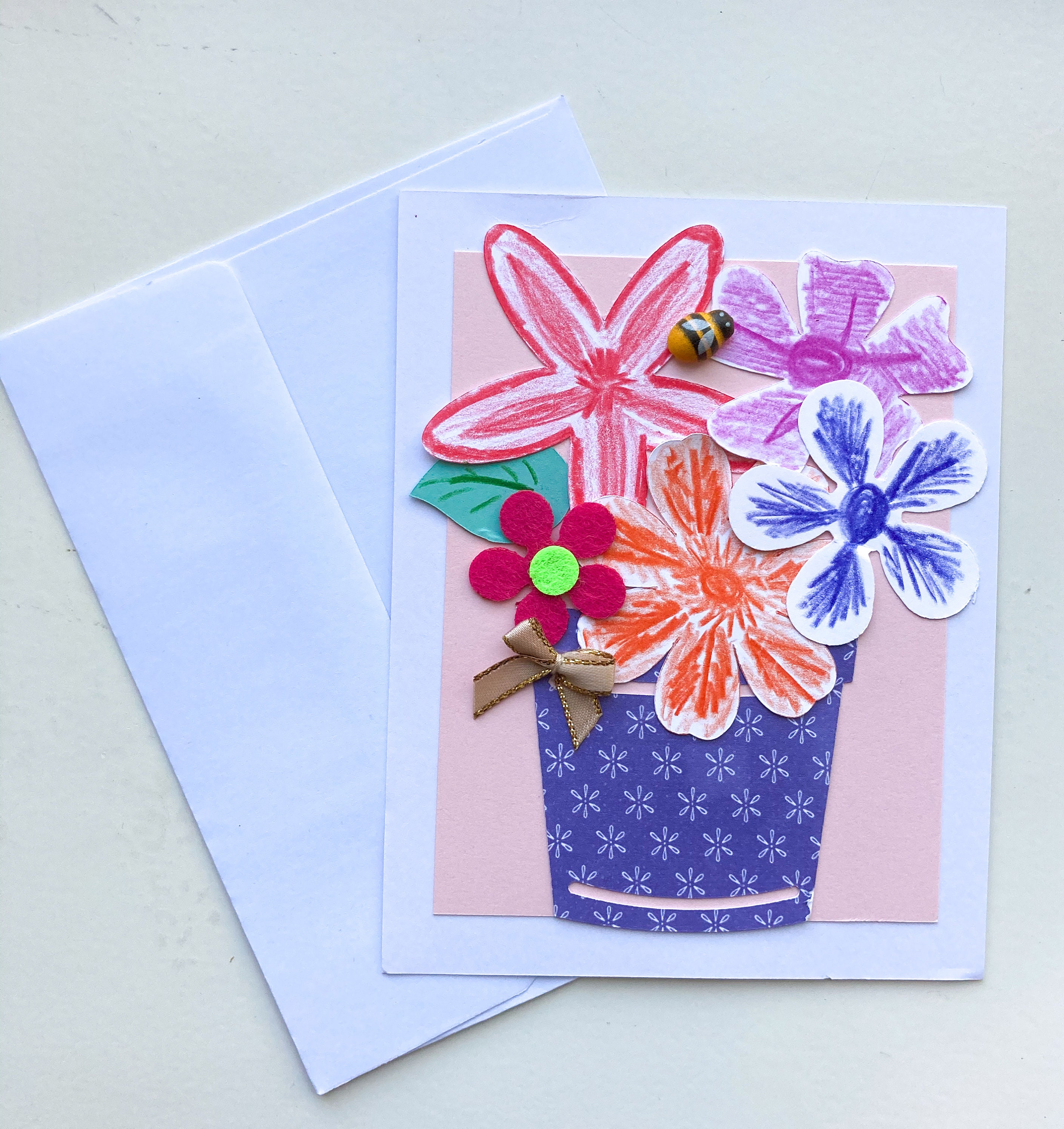 Flower pot greeting card craft kit for kids Set of two kits Etsy