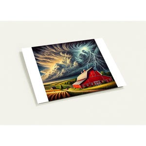 Pacote de cartões comemorativos Midwestern Barn Scene - Lightning Storm Art - Conjunto personalizado de 10 cartões