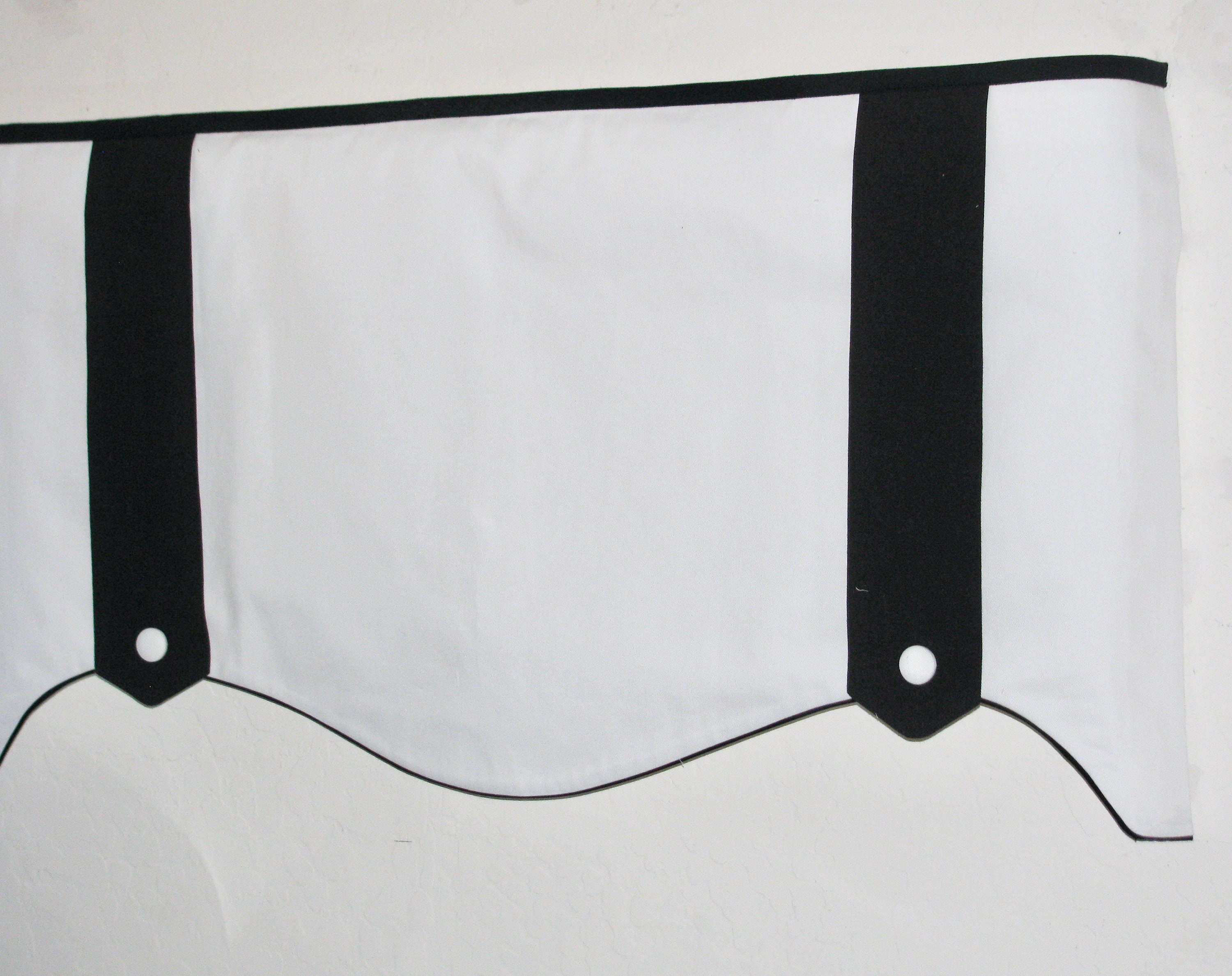 White and Black Curved Valance/ Accent Ties With Buttons/ Etsy