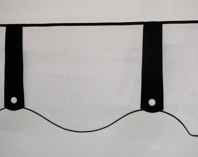White and Black/ Custom Window Valance/ Linen Blend/ Hidden Etsy