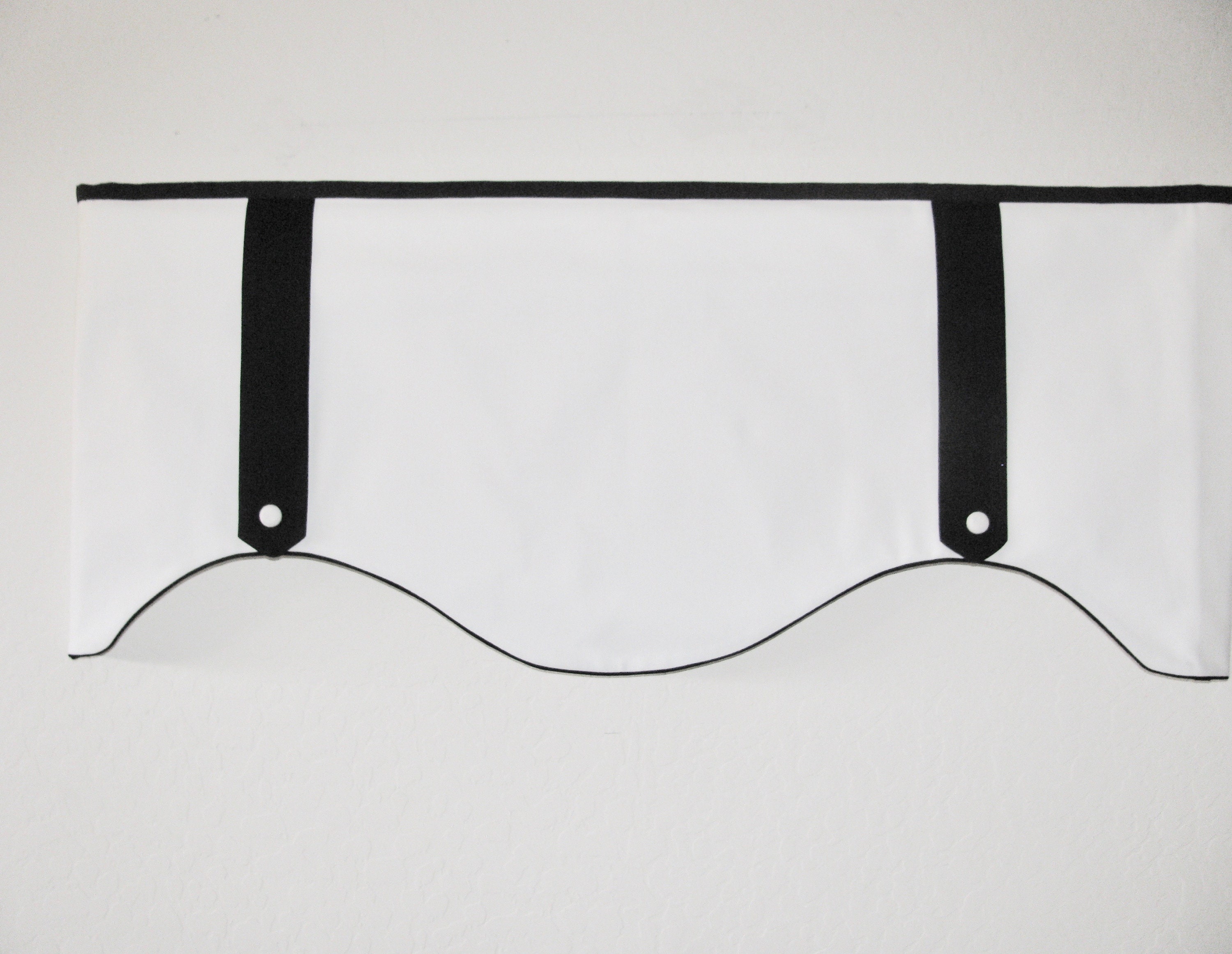White and Black Curved Valance/ Accent Ties With Buttons/ Etsy