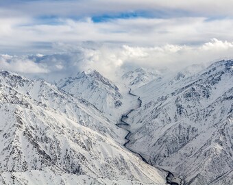 Afghanistan Hindu Kush Snow Covered Mountains Digital Photograph