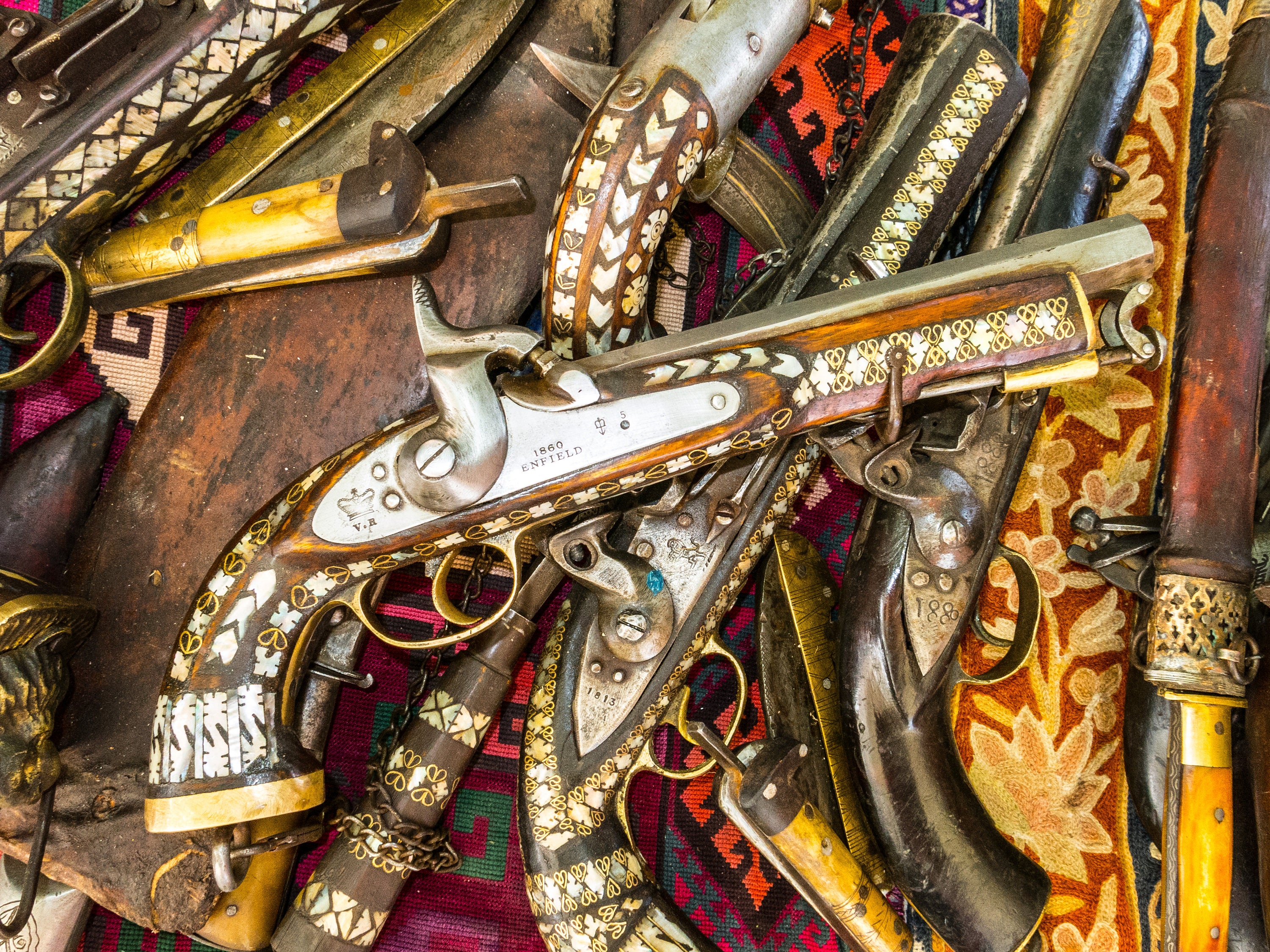 Enfield Pistol Replicas at Afghanistan Bazaar Digital Photograph