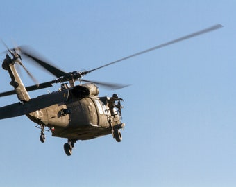 UH 60 Blackhawk Door Gunner In Flight Digital Photograph
