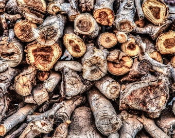Printable Stacked Firewood Abstract Color Digital Photograph