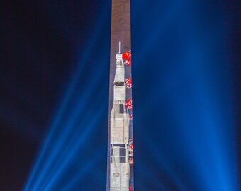 Apolo 11 proyectado en el Monumento a Washington