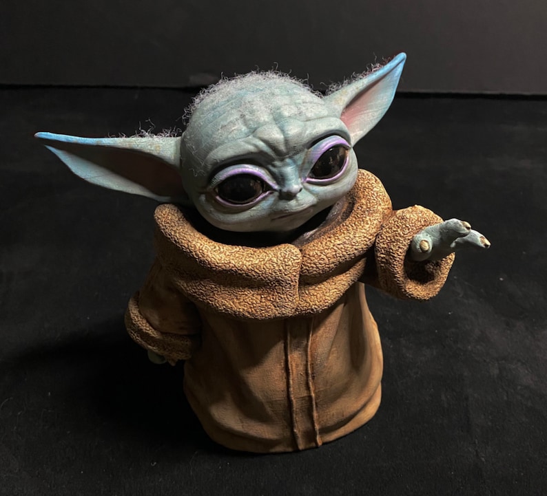 Baby Yoda hand painted figure Etsy