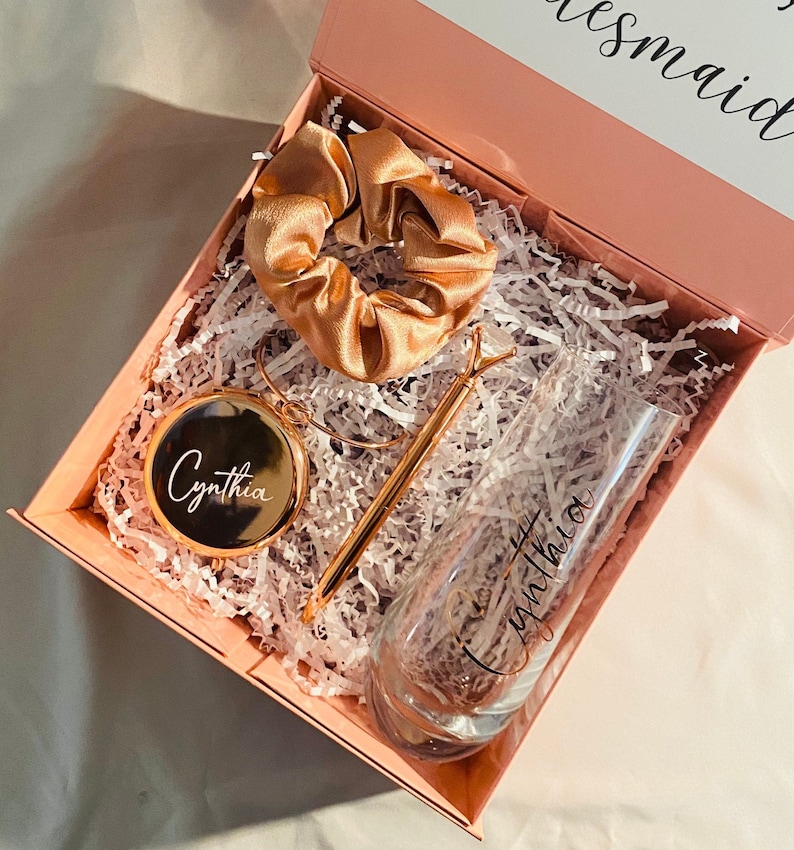 Bridesmaids Personalized Proposal Gift Box, Rose gold, Pink, Custom maid of honor, matron of honor, bridesmaid. immagine 1