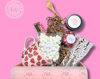 Hot-chocolate Luxe Gift box | Hot Chocolate and Personalized Chocolate bar Giftset| Valentines Day Gift | Holiday Gifts for Her and Him