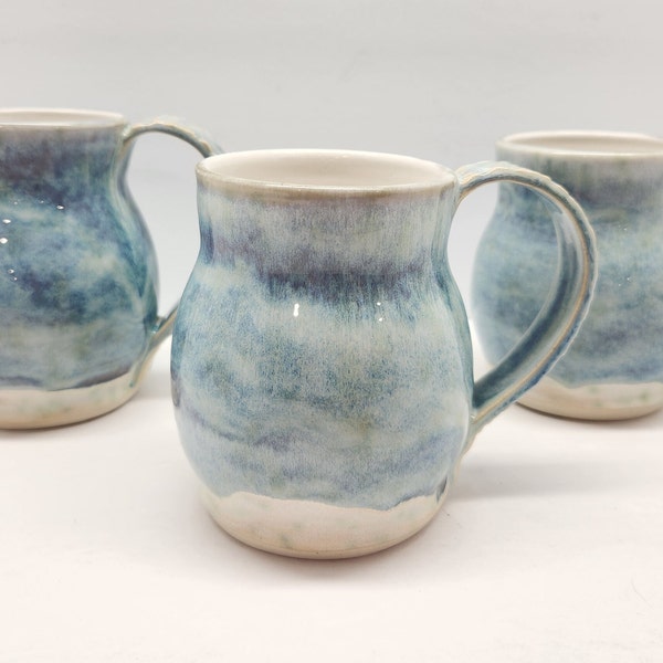 Handmade Ceramic Mug, Blue Ceramic Mug, Textured Handle Mug, Mug For Mom