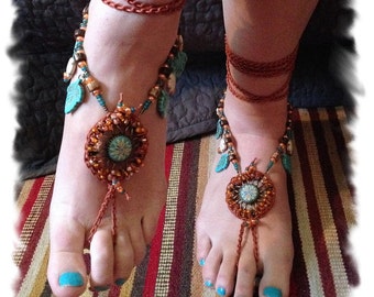 MANDALA MYSTIQUE, Beaded BAREFOOT Sandals, Barefoot Sandals, Mandala Jewelry, Beach Wedding, Foot Jewelry, Beach Shoes, Twinkling Of An Eye