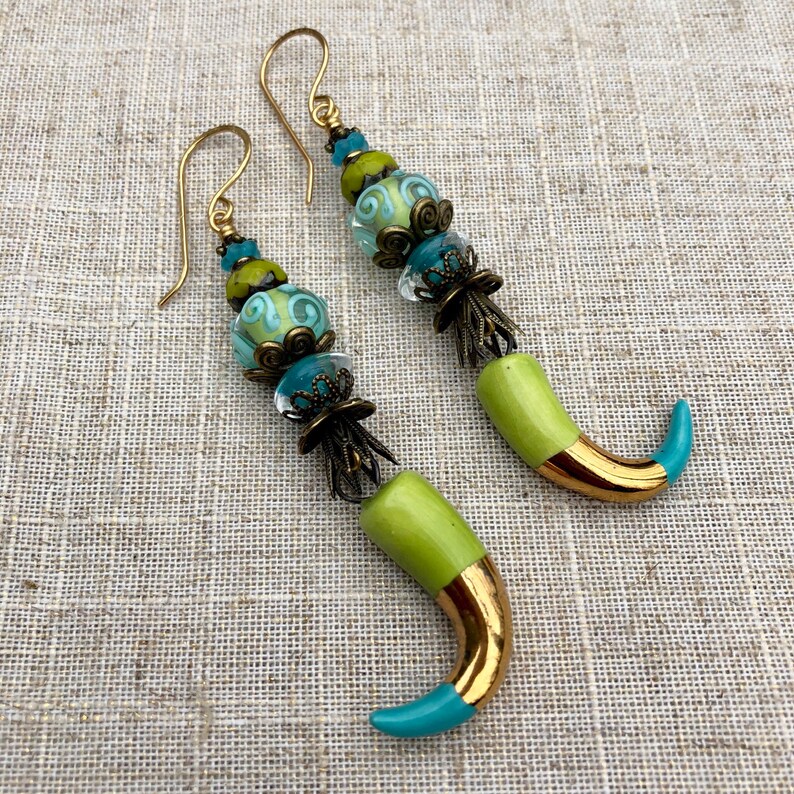 NOT EWE Horn Earrings Italian Horn Boho Earrings Drop Etsy
