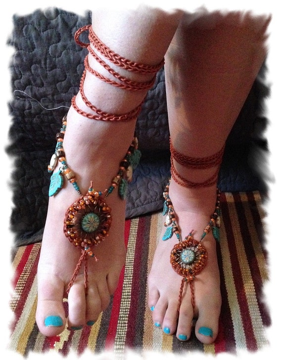 MANDALA MYSTIQUE, Beaded BAREFOOT Sandals, Barefoot Sandals, Mandala Jewelry, Beach Wedding, Foot Jewelry, Beach Shoes, Twinkling Of An Eye