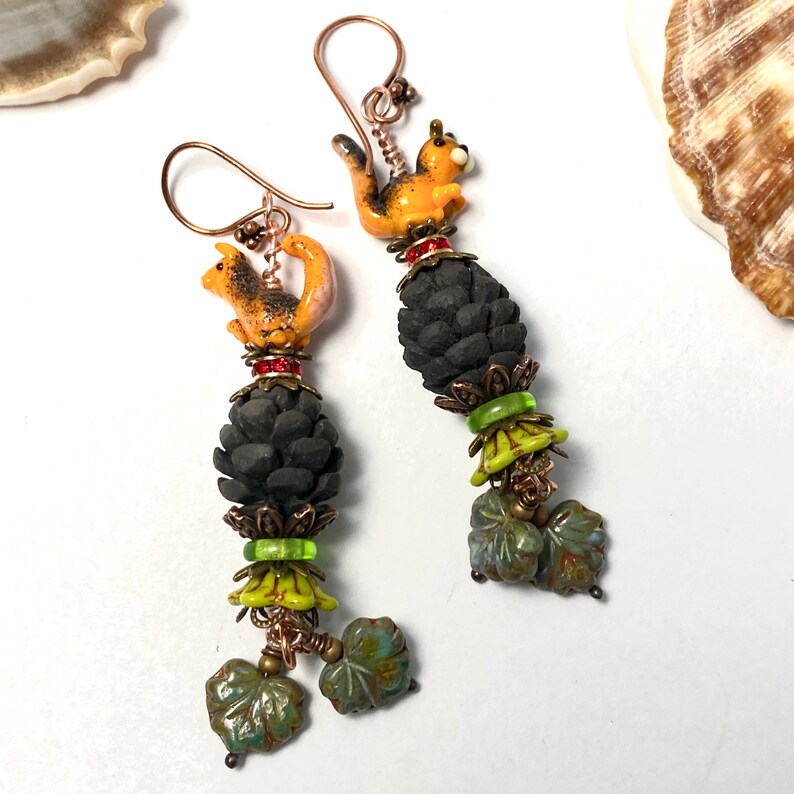 Boho earrings,Multicolour earrings,Lampwork glass earrings,Flower earrings,Enamel earrings,OOAK earrings,Dangle earrings,Hypoallergenic