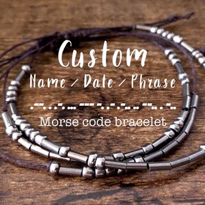 Custom Name, Date, or Phrase - Adjustable Morse Code Bracelet