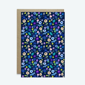 Carte de voeux motif fleur // Carte vierge, carte fantaisiste, fleur, printemps, motif, nature, carte de voeux, mignon