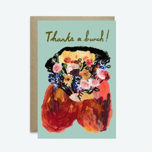 Merci un tas! Carte de voeux // Carte de remerciement, carte fantaisiste, fleur, fille, menthe, mignonne, appréciation