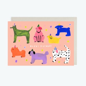 Carte de voeux de joyeux anniversaire // Carte d'anniversaire de chien, carte fantaisiste, chiot, chien, meilleur ami, modèle, animal, carte de voeux, mignon