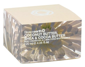 Crema corporal Brown Earth, Coconut, Shea & Coco, 120 ml, para acondicionar la piel sensible y seca