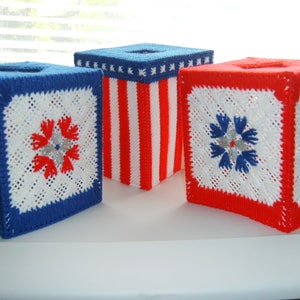Patriotic Tissue Box Covers - 4 1/2&quot; x 4 1/2&quot; x 5&quot;