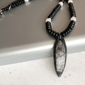 Men Empath Protection Necklace, Black Onyx and Moonstone Necklace for Men, Gift for Boyfriend, Husband, Handmade Mens Jewelry