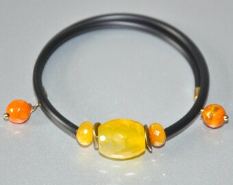 Asian Inspired Expansion Stretch Bracelet Burnt Orange Thermoset