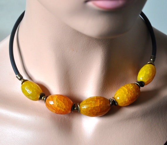 Burnt orange statement clearance necklace
