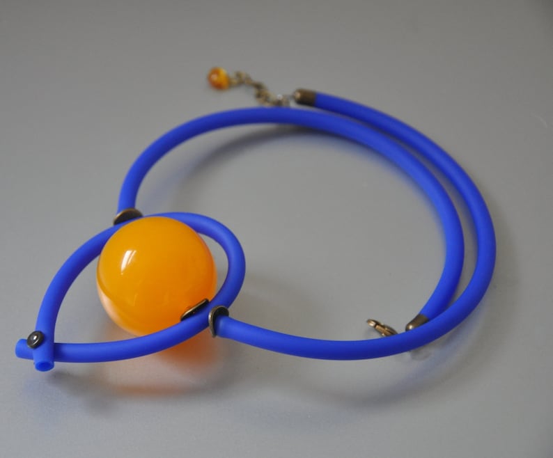 Contemporary Jewelry Yellow Blue Choker Unusual Jewelry Contemporary Necklace for Women