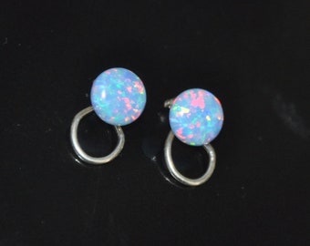 Clip on Earrings,  Opal Earrings,  Blue Opal,  White Opal,  Sterling Silver,  Gift For Her,  Opal Jewelry,  October Birthstone