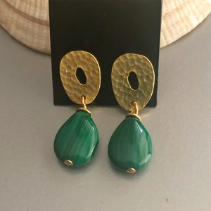 Malachite Earring Gold Etsy Singapore