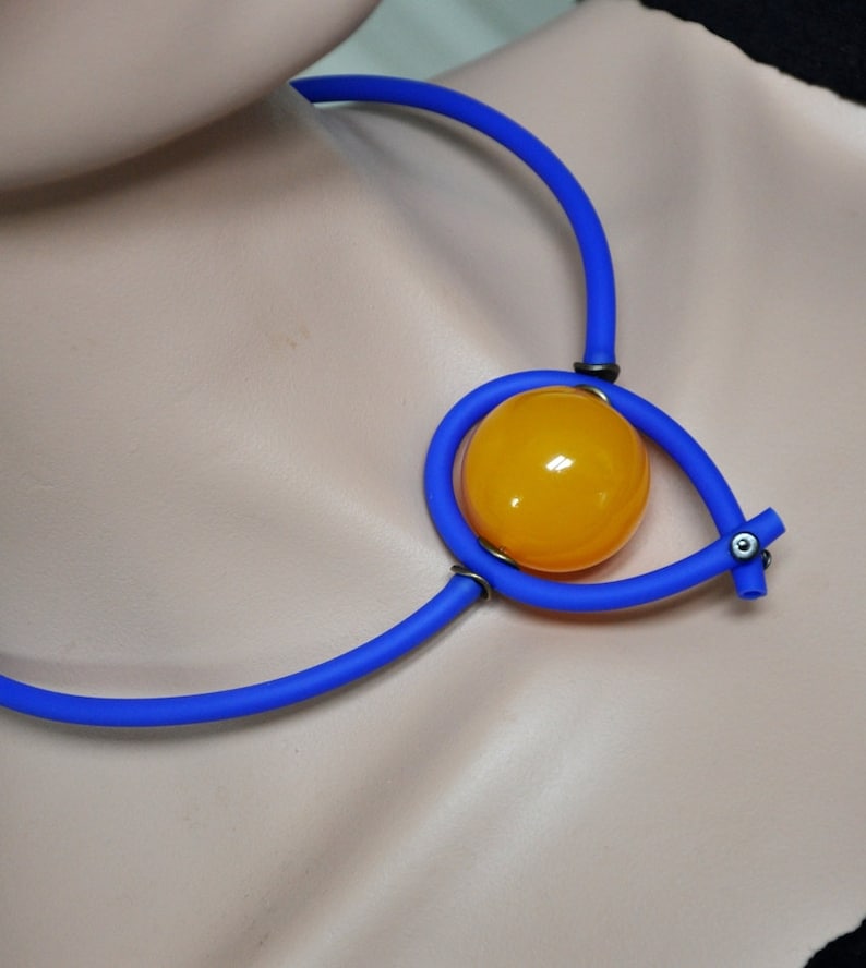 Contemporary Jewelry Yellow Blue Choker Unusual Jewelry Contemporary Necklace for Women