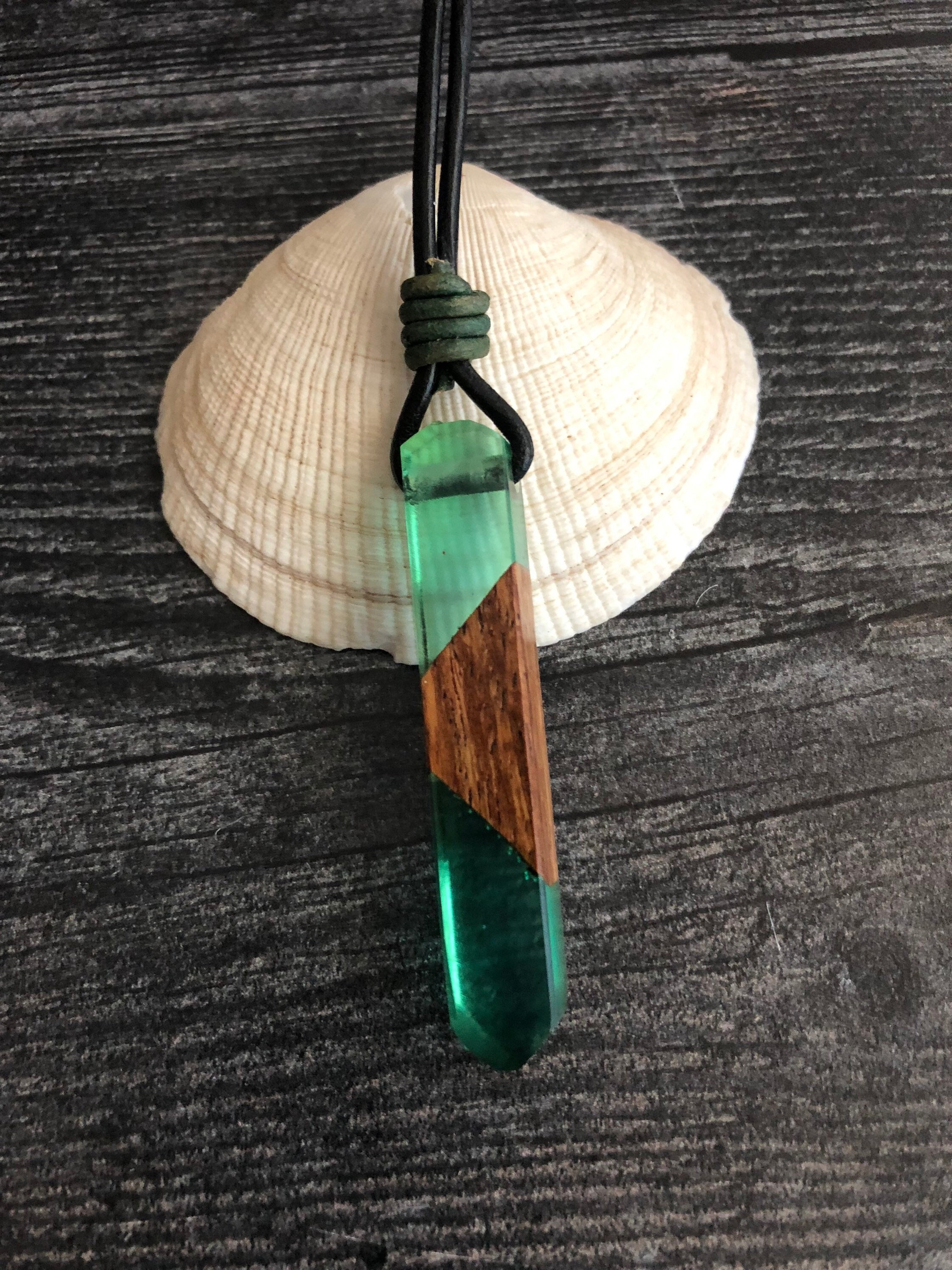 Resin and deals wood necklace
