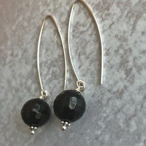 Black Onyx Dangle Earrings, Long Earrings Sterling Silver, Black Stone Earrings, Beaded Bohemian Jewelry, Gift for Wife, Girlfriend image 6