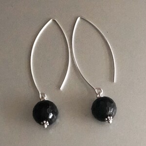 Black Onyx Dangle Earrings, Long Earrings Sterling Silver, Black Stone Earrings, Beaded Bohemian Jewelry, Gift for Wife, Girlfriend image 8