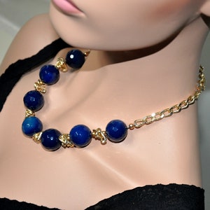 Blue Agate Necklace,  Chunky Necklace For Women,  Statement Necklace, Beaded Bohemian Jewelry,  Gemstone Jewelry