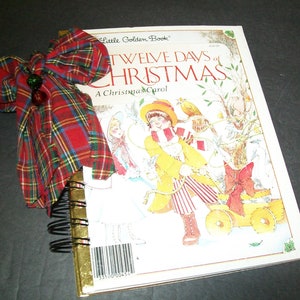 Little Golden Book Christmas Journal, Holiday Junk Journal, Christmas Planner, Scrapbook, Vintage Book Junk Journal, Blank Journal