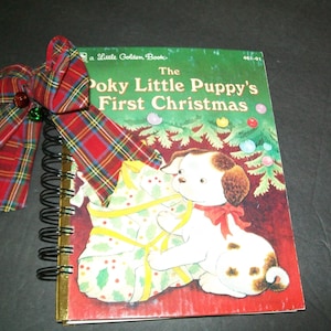 Little Golden Book Christmas Journal, Holiday Junk Journal, Christmas Planner, Glue Book,Scrapbook, Vintage Book Junk Journal, Blank Journal
