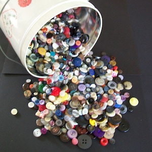 Bulk Button Assortment, Vintage Old and New Buttons, 4oz, Mixed Button Bag Lot, Plastic Buttons, Metal Buttons, for DIY Crafts, Sewing, Art image 1