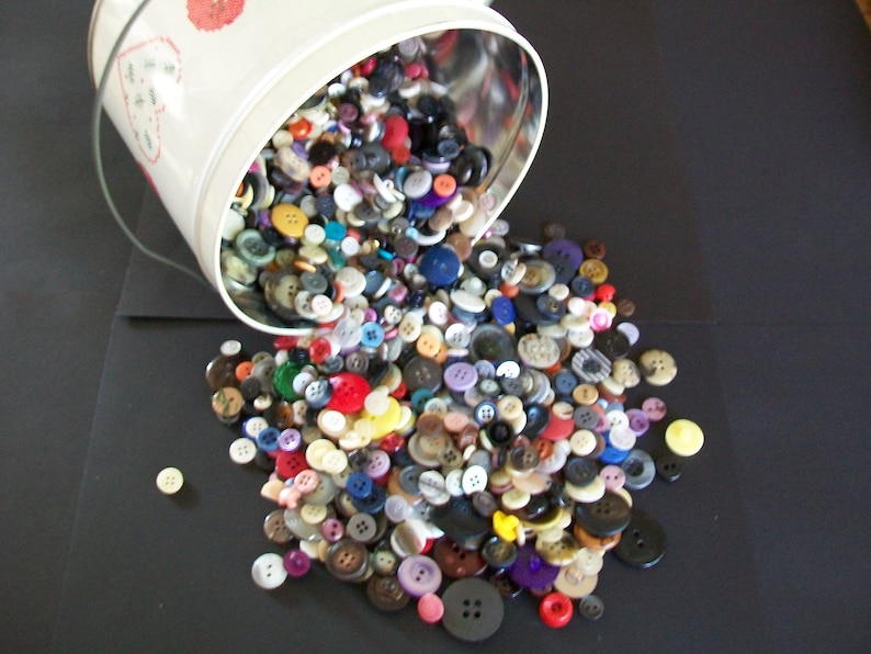 Bulk Button Assortment, Vintage Old and New Buttons, 4oz, Mixed Button Bag Lot, Plastic Buttons, Metal Buttons, for DIY Crafts, Sewing, Art image 1