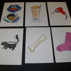 Vintage Picture Flash Cards, Educational Flashcards, Word Family Cards, Junk Journal Supplies, Mixed Media Supply, Embellishments
